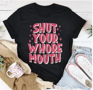Shut Your Mouth Hold Your Mouth T-Shirt Damen XL - Bild 1 von 2