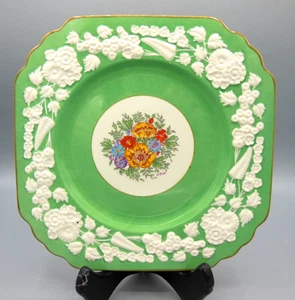 Antique George Jones & Sons Square Luncheon plate - Rhapsody line in Green - Picture 1 of 4