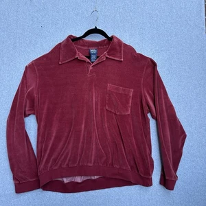 Camisa Pullover John Blair Para Hombres 2XL Alta Borgoña Terciopelo Bandas Bolsillo Inferior - Imagen 1 de 11