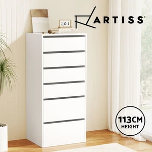 Artiss Chest of 6 Drawers Dresser Tallboy Storage Cabinet White - Picture 1 of 8
