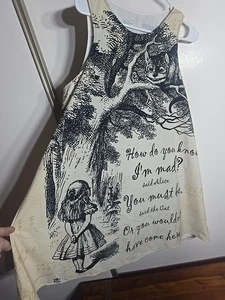 Abito Alice nel Paese delle Meraviglie Citazione,Gatto Cheshire,Dizionario Vintage Arte A-Line 2xl - Foto 1 di 4