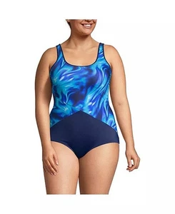 Traje de baño para mujer Land’s End 16 resistente al cloro copa suave sin tirones deportivo azul - Imagen 1 de 10