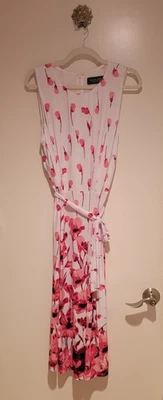 Vestido Black Label Evan Picone Blanco y Rosa Flor Talla 16 Foto 1 de 4