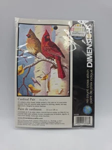 Dimensions Cardinal Pair No Count Cross Stitch 6938 5"x7" Birds Birch - Bild 1 von 6