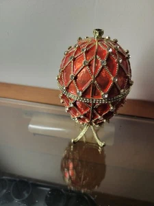 Russian Faberge Egg Coppy Red/Gold Magnetic Lid And Feet - Picture 1 of 8