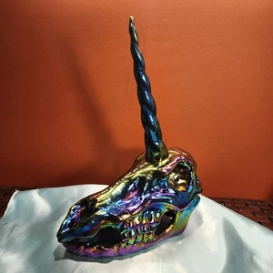 Schillernder Einhorn Schädel Gelenk Kiefer Crazy Bones Kunststoff bunt 14" - Bild 1 von 7