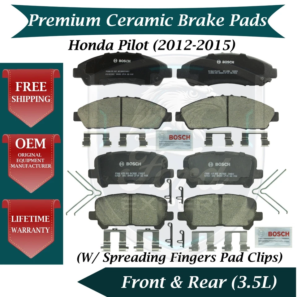 Kit de pastillas de freno delanteras y traseras de cerámica Bosch OEM para Honda Pilot 2012-2015 Foto 1 de 4