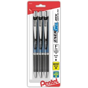 Pentel EnerGel RTX Retractable Gel Ink Pen, (0.5mm), Needle Tip, Black Ink, 3 - Picture 1 of 3