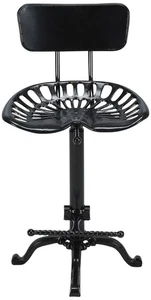 Vintage Industrial Black Iron Swivel Adjustable Metal Stool - Picture 1 of 1