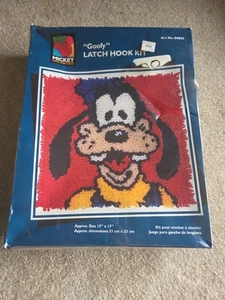 Goofy Latch Hook Kit Disney 13x13 Rug USA Damaged Box Mickey Unlimited Vtg NEW - Picture 1 of 10