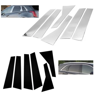 Cubierta de postes de pilar cromados/negros 6 piezas para ventana de puerta Cadillac XT5 2017-2024 Foto 1 de 4