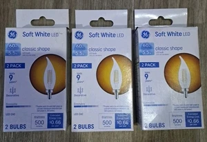 (6) GE LED Soft White 60w 5.5w 500 Lumens Dimmable Decorative Bulbs Candelabra - Picture 1 of 6
