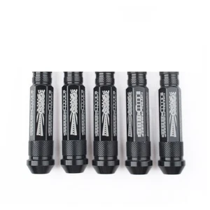 BLACK 326power 20pcs Polished Aluminum 90mm Lug Wheels/Rims M12x1.25 w/Crown Cap - Picture 1 of 5