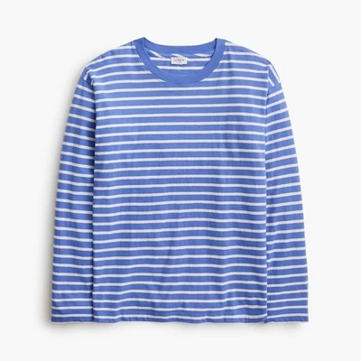 NWT J.Crew Factory Size L Long-sleeve Striped Tee Blue White - Image 1 of 2