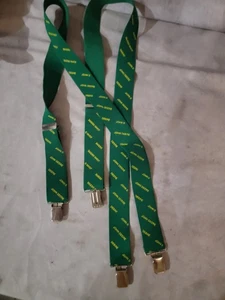 Vintage John Deere Erwachsene Hosenträger Druckknöpfe verstellbar Traktor Logo grün  - Bild 1 von 7