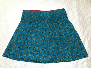 NATURAL LIFE kurzer Wenderock gesmokt Baumwolle Blumen blau rot Boho Hippie - Bild 1 von 8