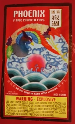  VINTAGE "PHOENIX BRAND" FIRECRACKERS LABEL IN VERY GOOD CONDITION!! - Image 1 of 2