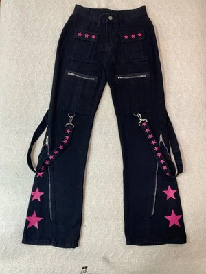 Женский размер маленький черный Gothic панк брюки розовый звезда расклешенные брюки - Изображение 1 из 4