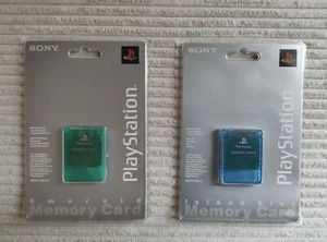 2x Sony PlayStation 1MB Speicherkarte Emerald + Island Blue Memory Card Sealed - Bild 1 von 2