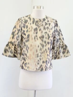 Chaqueta Carlisle Leopardo Estampado Guepardo Manga Campana Peplum Columpio Recortada Talla 0 Foto 1 de 4