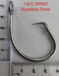 10X 14/0 STAINLESS STEEL quality sharpened circle hooks - Picture 1 of 4