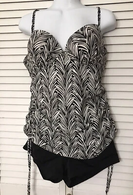 TROPICAL ESCAPE 12 Top 16 Bottom 2 PC Swim Suit Bathing Tankini Push Up Slimming - Image 1 of 4