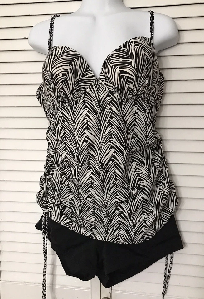 TROPICAL ESCAPE 12 Top 16 Bottom 2 PC Swim Suit Bathing Tankini Push Up Slimming - Image 1 of 4