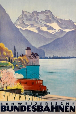 Swiss Railways Youth Travel 1944 Original Vintage Wall Art Home - POSTER 20x30 - Image 1 of 4