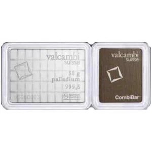 Valcambi 50x1 Gram Palladium Bar CombiBar (50 Gram Total) - In Assay Card - Picture 1 of 6