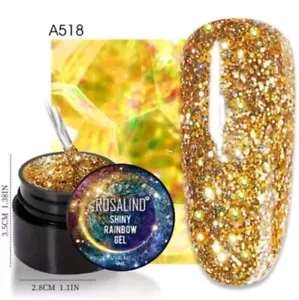Gold Sparkle Glitter Design Nail Art Painted Gel Nail Polish Soak Off .17 Oz - Picture 1 of 6