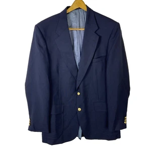 Vintage Stafford Navy Blue Gold Buttons Blazer Jacket Mens Coat Size 44L - Picture 1 of 12