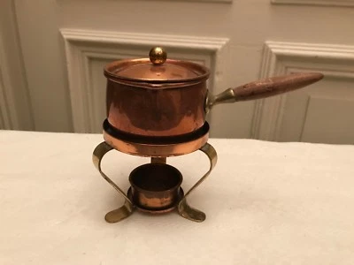 Butterpfännchen Sauciere auf Rechaud Kupfer  - Bild 1 von 4