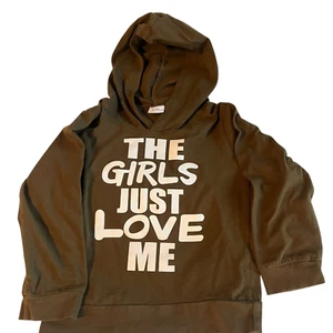 Boy's Olive Colored Hoodie "The Girls Just Love Me" Size 2-3y - Picture 1 of 2