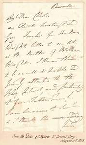Augustus Friedrich, Herzog von Sussex. Autogrammbrief 1833 - Bild 1 von 1