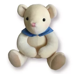 Hallmark Plush Yellow Teddy Bear Blue Collar Stuffed Animal 7” Vintage - Picture 1 of 6