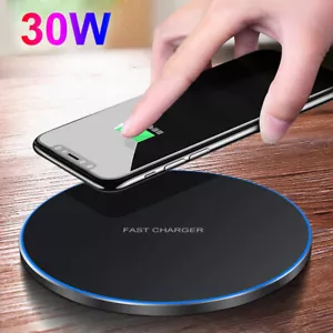 30W Fast Wireless Charger Mat Pad For Apple Air Pods iPhone 15 14 13 Pro 12 11  - Picture 1 of 14