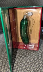 Ornamento vetro soffiato sottaceto natalizio nuovo con confezione regalo e info tradizione - Foto 1 di 7