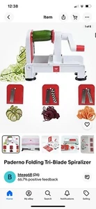 NEW Paderno World Cuisine Folding Tri-Blade Spiralizer - Picture 1 of 5