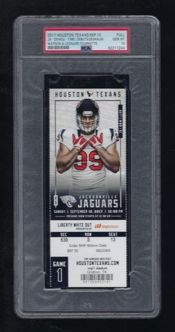 PSA 10 DESHAUN WATSON & FOURNETTE DEBUT - 20017 NFL JAGUARS @ TEXANS FULL TICKET Cover