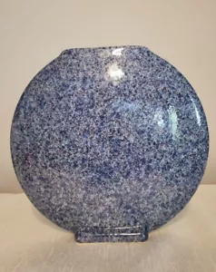 Bellini Italy Thin Circle Vase Blue Splatter Design - Picture 1 of 5