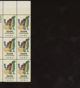 Scott 1385 Hope for the Crippled 6c Stamp Block of 6 - Picture 1 of 2
