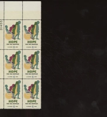 Scott 1385 Hope for the Crippled 6c Stamp Block of 6 - Image 1 of 2