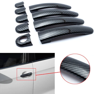 Carbon Fiber Trim Side Door Handle Covers For VW Tiguan Jetta 2009-16 Polo 10-14 - Image 1 of 4