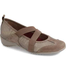 Munro Zip Mary Jane Flat Cross Strap Brown Gold Size 10 W $195 - Picture 1 of 11