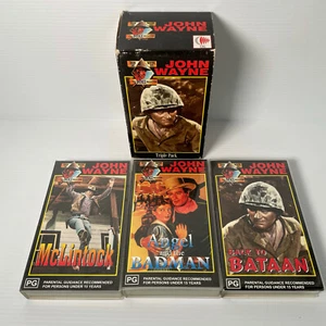 The Duke Collection Vintage Video VHS John Wayne Triple Pack - Picture 1 of 3
