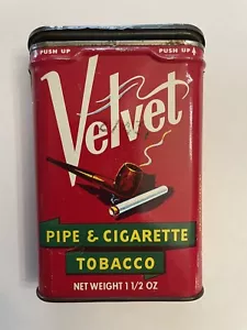 Velvet Pipe and Cigarette Tobacco Tin Can Vintage - Picture 1 of 6