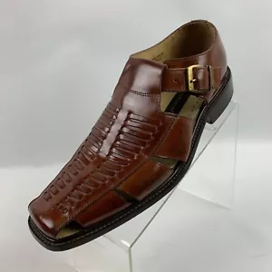 Stacy Adams Kleid Sandalen braun Leder ausgeschnitten Schnalle verstellbarer Riemen Größe 11M - Bild 1 von 12
