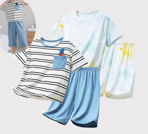 Conjuntos de pijama de viscosa derivada de bambú para niños ropa de dormir de verano para calce cómodo - Imagen 1 de 17
