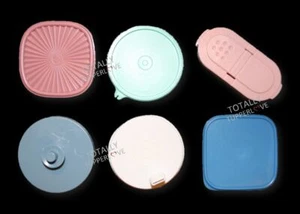 Juego de 6 imanes Tupperware estilo sello vintage pequeños tesoros gadgets rosa azul - Imagen 1 de 3