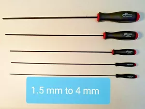 METRIC Extra Long Ball Drivers (Allen Hex Key Tools) with Telescoping Magnet - Picture 1 of 5